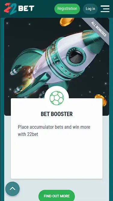 22Bet Increasing Odds