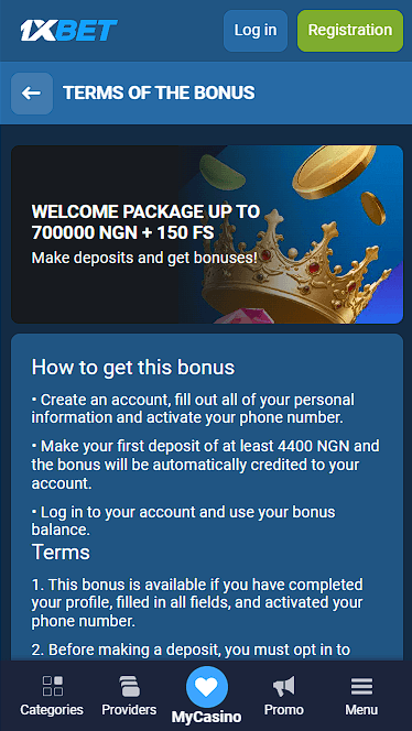 1xBet Bonus for First Deposit