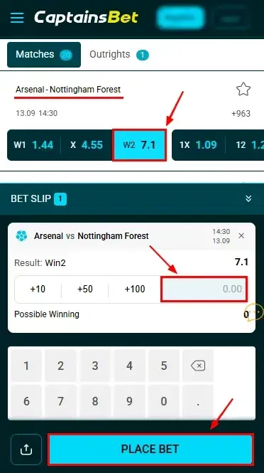 Captainsbet Betting Process