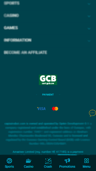 Captainsbet Deposit Options