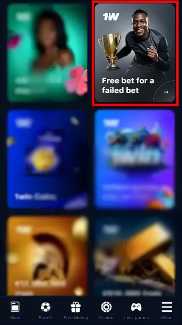 1win Free Bet for Losing Bets