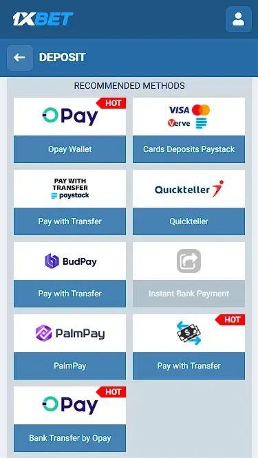 1xbet Payment Methods