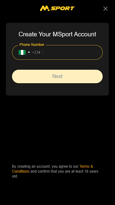 Account Registration at M-Sport