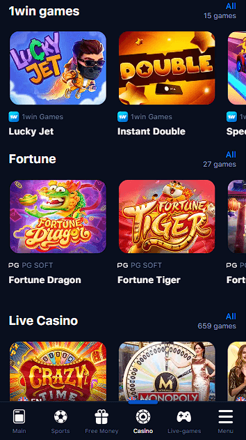 Popular casino games on 1win for players from Nigeria