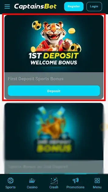 Captainsbet 100% First Deposit