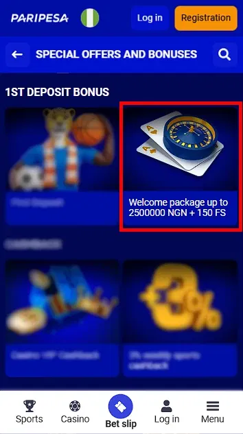 Paripesa Casino Welcome Bonus