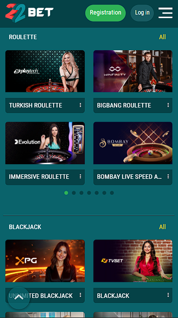 22Bet Table Games