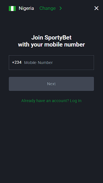 SportyBet Registration Form