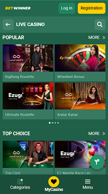 Betwinner Live Gambling