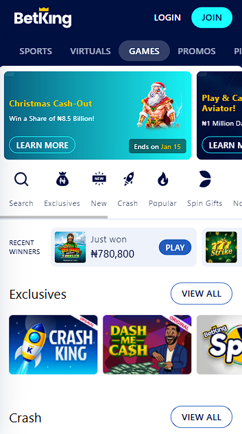 BetKing Mobile Interface