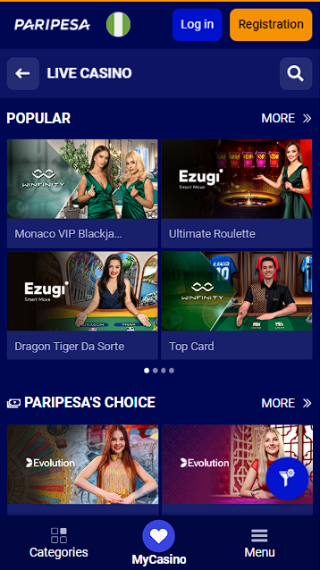 Live Casino Paripesa