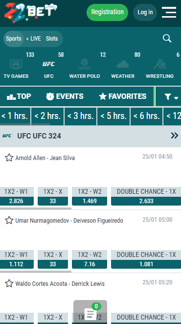 22Bet UFC Section