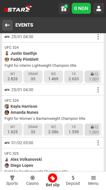 888Starz UFC Section