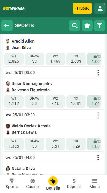 Betwinner UFC Section