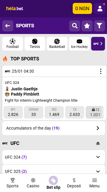 Helabet UFC Section