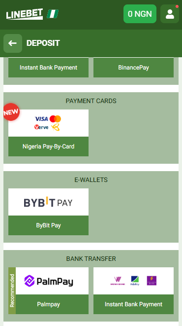 Linebet Deposit Methods