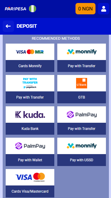 Paripesa Deposit Methods