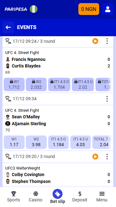 Paripesa UFC Section