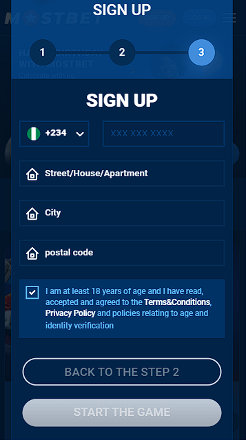Mostbet Sign Up Form in Nigeria