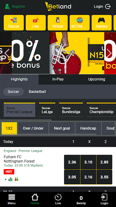 Betland Mobile Site