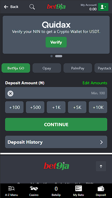 Top Up Your Account with Bet9ja