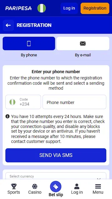 Account Creation at Paripesa
