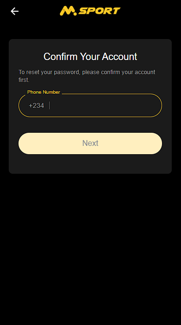 MSport Forgot Password