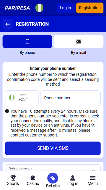 Account Creation at Paripesa