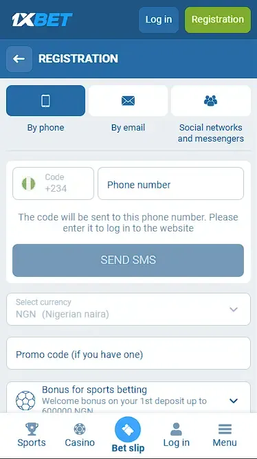 1xbet Account Creation