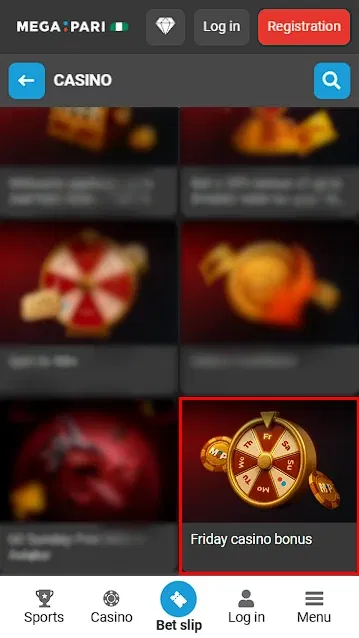 Friday casino deposit at Megapari