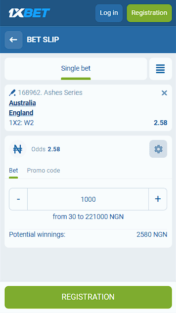 1xbet Bet Slip