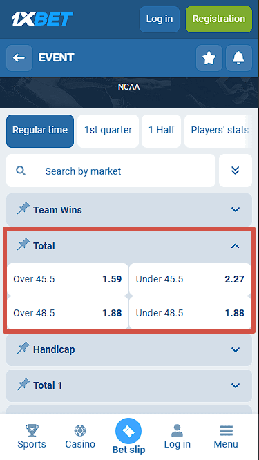 1xBet Totals Betting