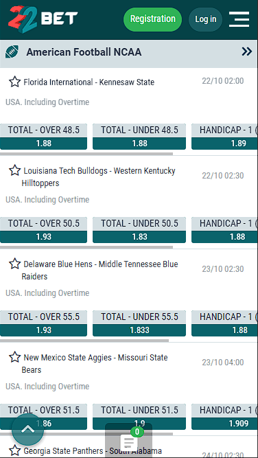 22bet Excellent Betting Promos for College Football