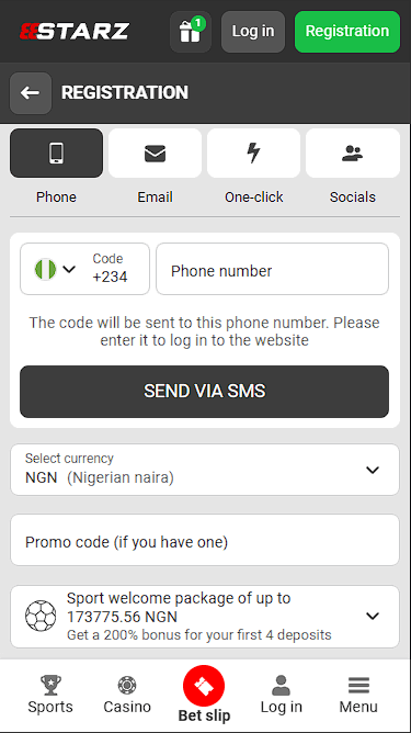 888Starz Sign Up in the App