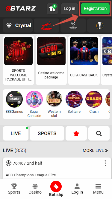 Sign Up at 888starz