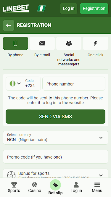 Linebet Registration Form