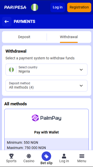 Paripesa Withdrawal Methods