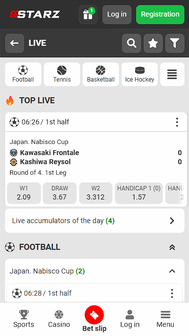 888Starz Live Sport in the App