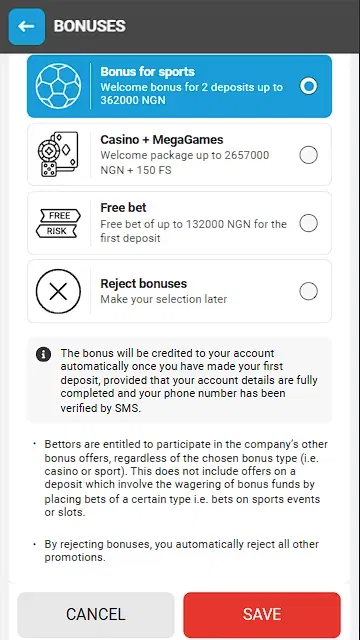 Megapari Welcome Bonus in Nigeria