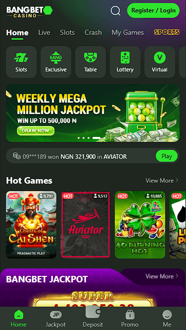 Bangbet Casino Games Nigeria