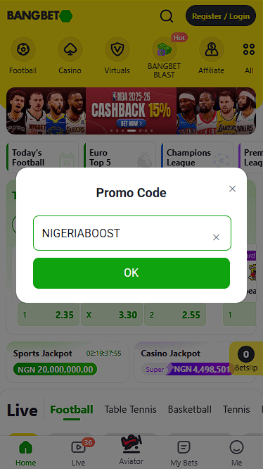 Bangbet Promo Code Nigeria