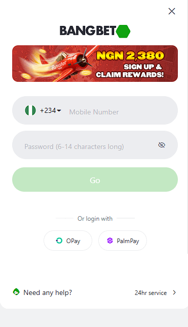 Bangbet Registration in the App