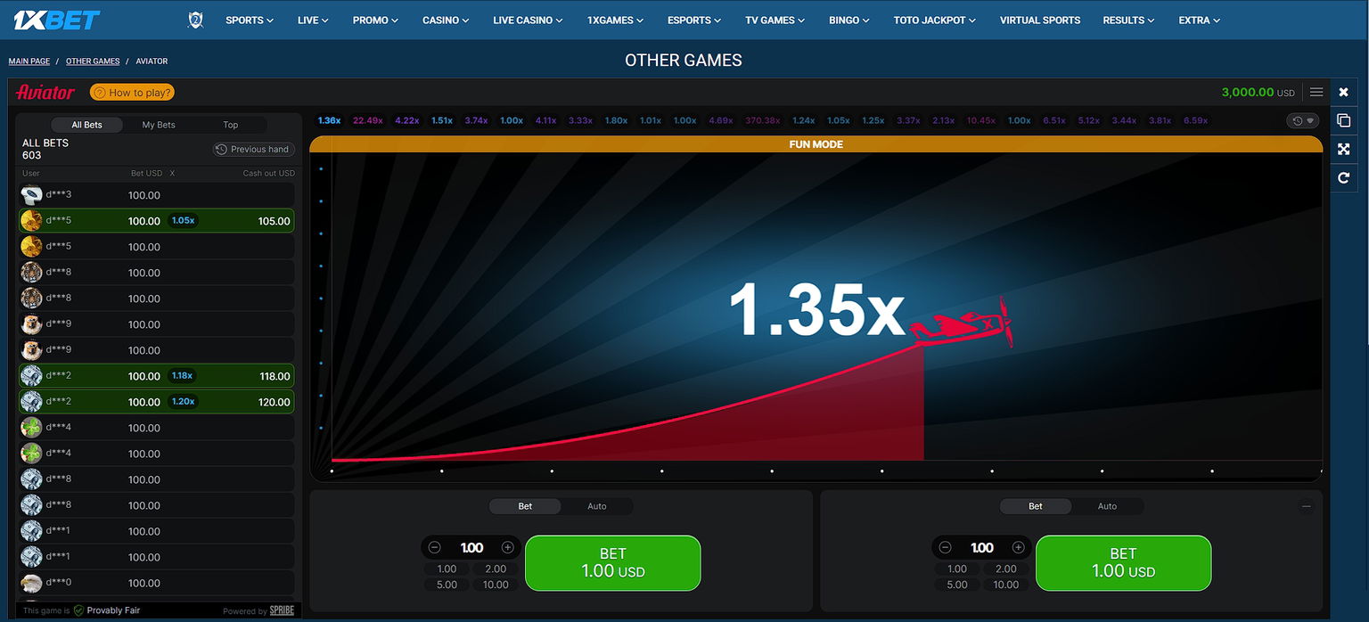 1xbet aviator
