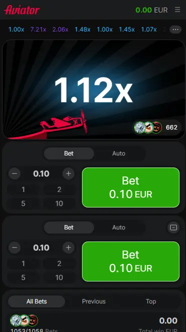 22Bet – Aviator Game Display