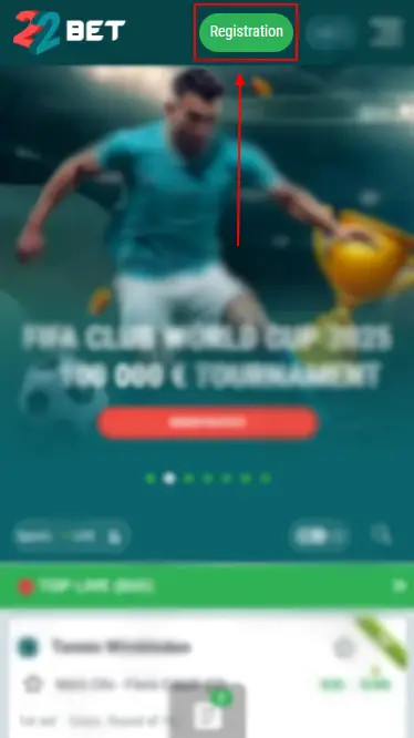 22Bet Registration Button