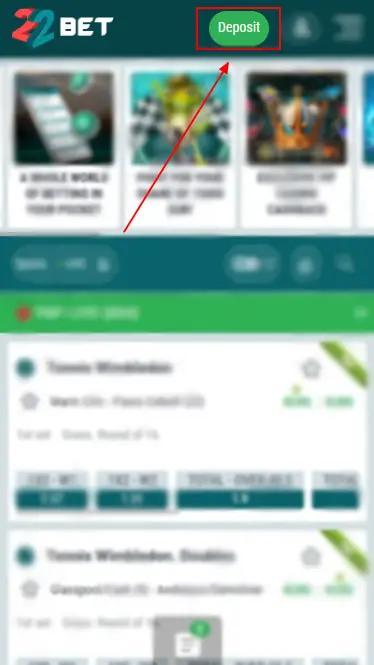 22Bet Deposit Button