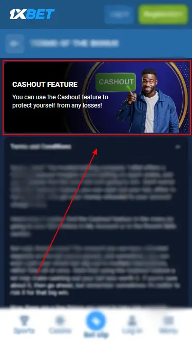 1xBet - Cash Out Page On Website