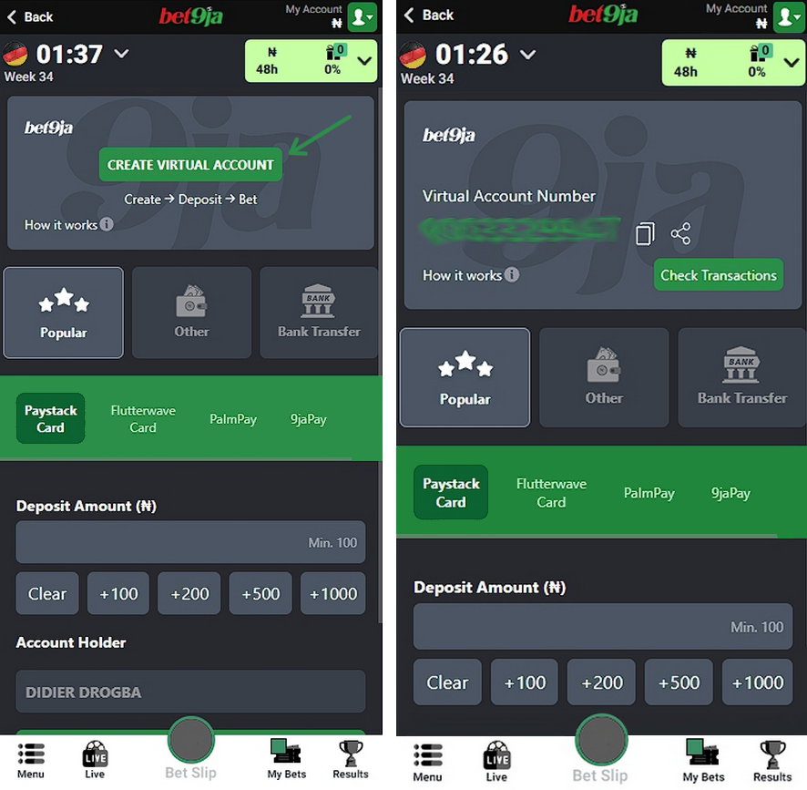 Bet9ja Stadium mobile sign up manual