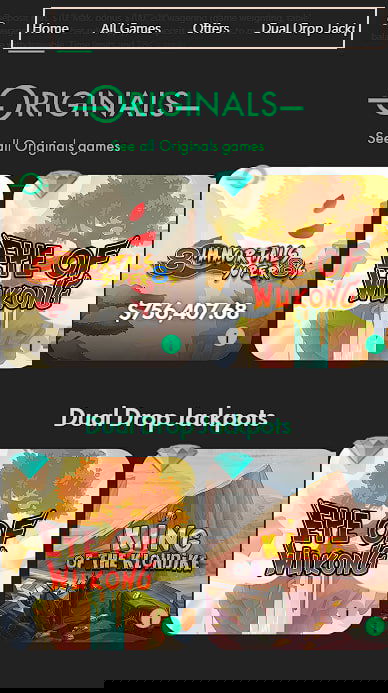 Casino main menu
