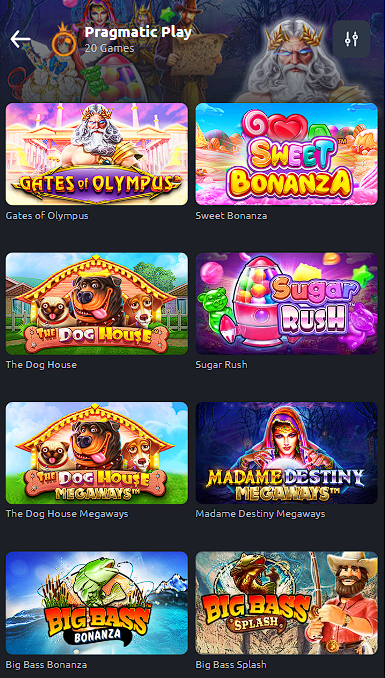 Pragmatic Play category games on Betano